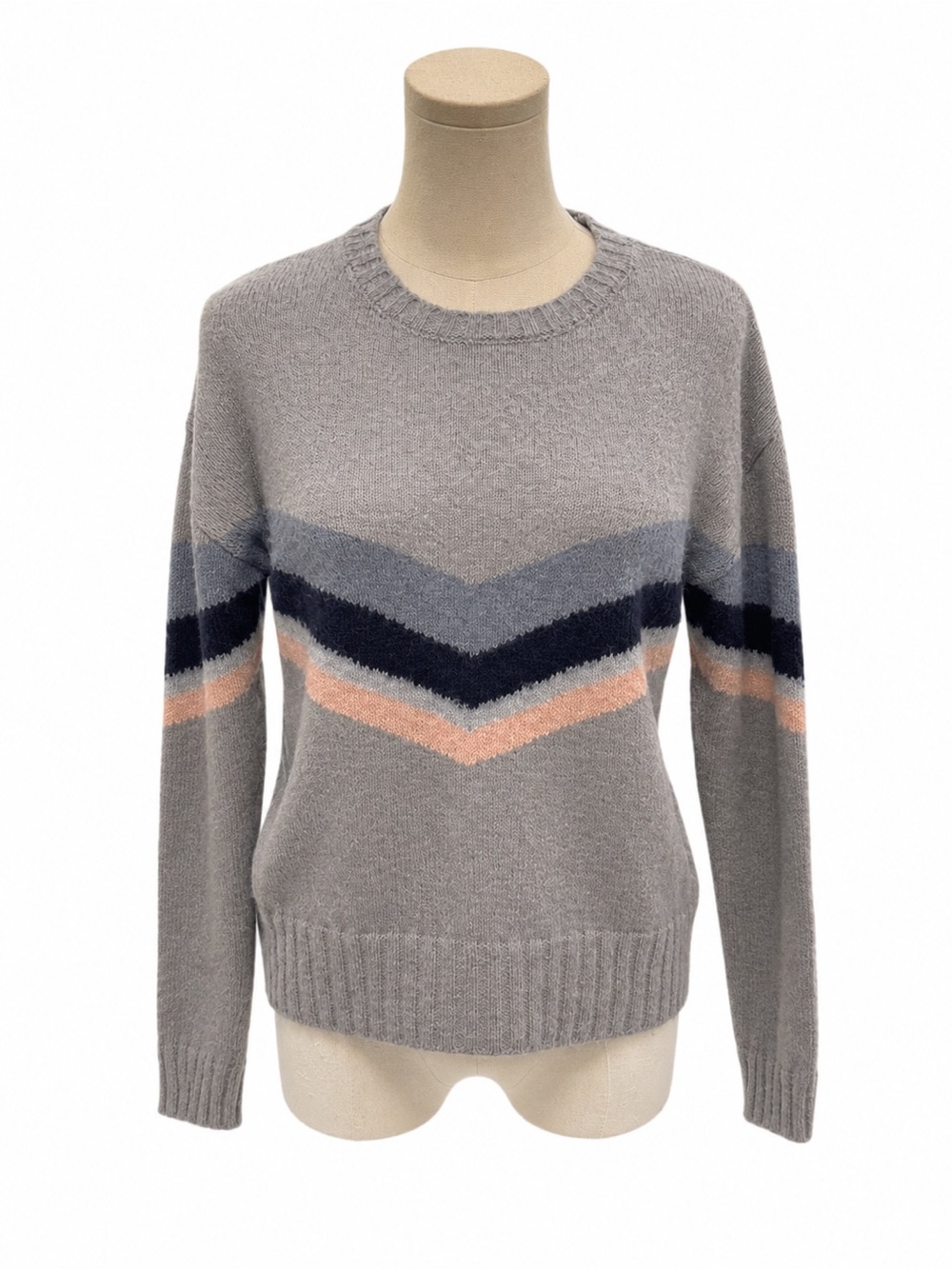 Rails Perci Lakeside Chevron Sweater Medium Wool Alpaca Blend Gray Stripe